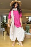 Linen Blend Quirky Top Flamingo